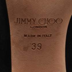 Pre Owned Jimmy Choo Black Suede and PVC Ankle Strap Pumps Size 39