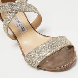 Pre Owned Jimmy Choo Gold/Silver Lurex Fabric Fearne Sandals Size 39