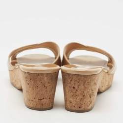 مملوكة مسبقًا Jimmy Choo Beige Patent Leather Prima Slide Sandals Size 39