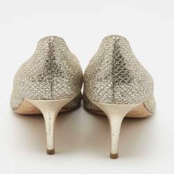 مملوكة مسبقًا Jimmy Choo Gold/Silver Glitter Isabel Peep Toe Pumps Size 40