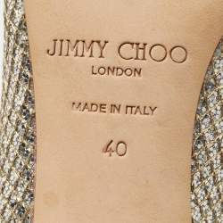 مملوكة مسبقًا Jimmy Choo Gold/Silver Glitter Isabel Peep Toe Pumps Size 40