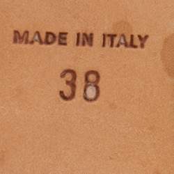 Pre Owned Jimmy Choo Navy Blue Woven Fabric and Leather Slingback Sandals Size 38