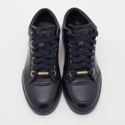 Pre Owned Jimmy Choo Navy Blue Leather Low Top Sneakers Size 35