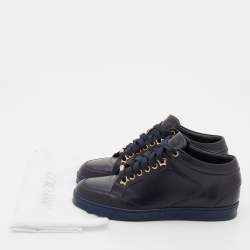 Pre Owned Jimmy Choo Navy Blue Leather Low Top Sneakers Size 35