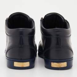 Pre Owned Jimmy Choo Navy Blue Leather Low Top Sneakers Size 35