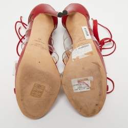 مملوكة مسبقًا Jimmy Choo Red Leather and Suede Strappy Sandals Size 40