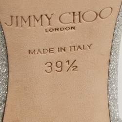 مملوكة مسبقًا Jimmy Choo Silver Glitter and Leather Ankle Strap Sandals Size 39.5