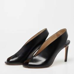 Pre Owned Jimmy Choo Black Leather Shar Slingback Pumps Size 38