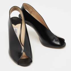 Pre Owned Jimmy Choo Black Leather Shar Slingback Pumps Size 38