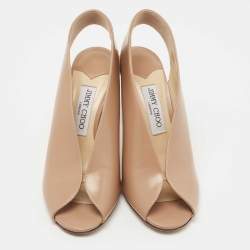 مملوكة مسبقًا Jimmy Choo Beige Leather Shar Slingback Pumps Size 38