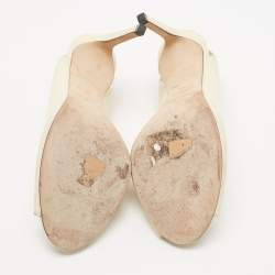 Pre Owned Jimmy Choo Cream Leather Shar Slingback Pumps Size 38