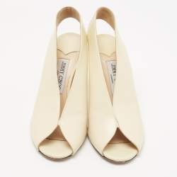 Pre Owned Jimmy Choo Cream Leather Shar Slingback Pumps Size 38