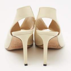 Pre Owned Jimmy Choo Cream Leather Shar Slingback Pumps Size 38