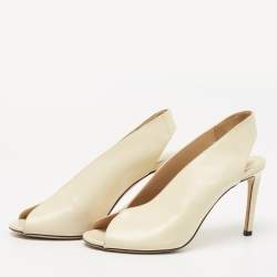 Pre Owned Jimmy Choo Cream Leather Shar Slingback Pumps Size 38