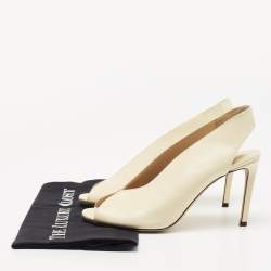 Pre Owned Jimmy Choo Cream Leather Shar Slingback Pumps Size 38