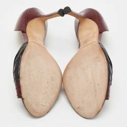 Pre Owned Jimmy Choo Burgundy/Black Eel Leather Open Toe D'osary Pumps Size 39.5