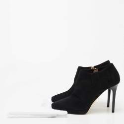 Pre Owned Jimmy Choo Black Suede Platform Ankle Booties Size 38