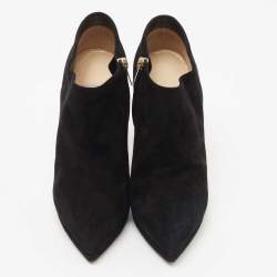 Pre Owned Jimmy Choo Black Suede Platform Ankle Booties Size 38