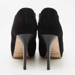 Pre Owned Jimmy Choo Black Suede Platform Ankle Booties Size 38