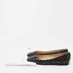 Pre Owned Jimmy Choo Black Leather Modell Star Ballet Flats Size 37.5