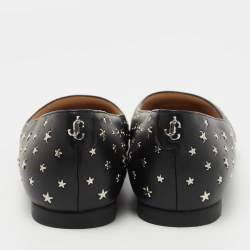 Pre Owned Jimmy Choo Black Leather Modell Star Ballet Flats Size 37.5