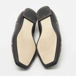 Pre Owned Jimmy Choo Black Leather Modell Star Ballet Flats Size 37.5