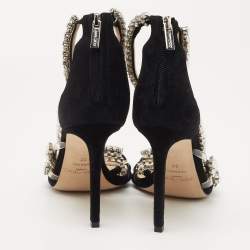 Jimmy Choo Black Suede Crystal Embellished Josefine Sandals Size 37