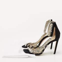 Jimmy Choo Black Suede Crystal Embellished Josefine Sandals Size 37