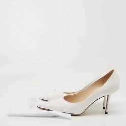 Pre Owned Jimmy Choo White Croc Embossed Leather Love Pumps Size 38