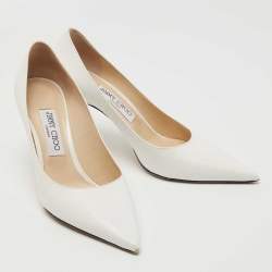 Pre Owned Jimmy Choo White Croc Embossed Leather Love Pumps Size 38