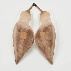 Pre Owned Jimmy Choo White Croc Embossed Leather Love Pumps Size 38