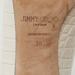 Pre Owned Jimmy Choo White Croc Embossed Leather Love Pumps Size 38