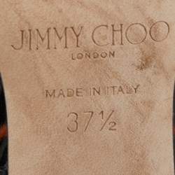 Pre Owned Jimmy Choo Black/Orange Animal Print Patent Leather Ray Slingback Pumps Size 37.5