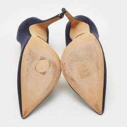 Pre Owned Jimmy Choo Navy Blue Suede Romy Pumps Size 37