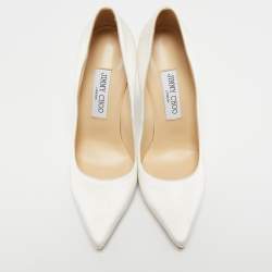 Pre Owned Jimmy Choo White Satin Romy Pumps Size 37