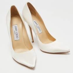 Pre Owned Jimmy Choo White Satin Romy Pumps Size 37