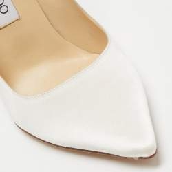 Pre Owned Jimmy Choo White Satin Romy Pumps Size 37