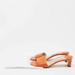 Pre Owned Jimmy Choo Orange Snakeskin K-Slide Sandals Size 37 