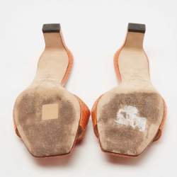 Pre Owned Jimmy Choo Orange Snakeskin K-Slide Sandals Size 37 