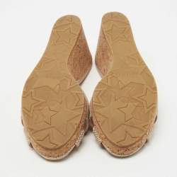 Pre Owned Jimmy Choo Beige Nubuck Leather Prima Cork Wedge Sandals Size 40