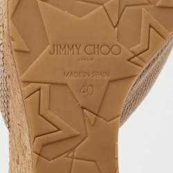 Pre Owned Jimmy Choo Beige Nubuck Leather Prima Cork Wedge Sandals Size 40