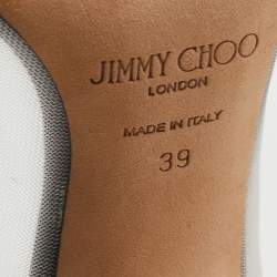 Pre Owned Jimmy Choo Black/Grey Mesh and Leather Bow Pointed Toe Pumps Size 39