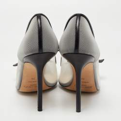 Pre Owned Jimmy Choo Black/Grey Mesh and Leather Bow Pointed Toe Pumps Size 39