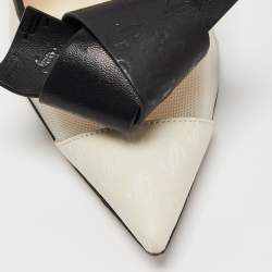 Pre Owned Jimmy Choo Black/Grey Mesh and Leather Bow Pointed Toe Pumps Size 39