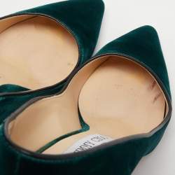 Pre Owned Jimmy Choo Dark Green Velvet Romy Pumps Size 35.5