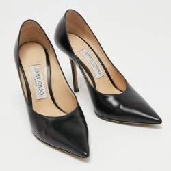 Pre Owned Jimmy Choo Black Leather Abel Pumps Size 36