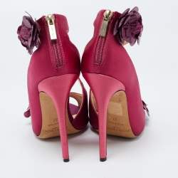 Jimmy Choo Pink Satin and Python Vera Sandals Size 37