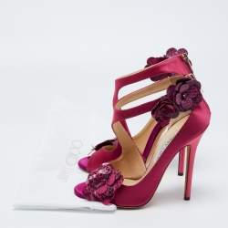 Jimmy Choo Pink Satin and Python Vera Sandals Size 37