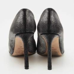 Pre Owned Jimmy Choo Dark Grey Metallic Velvet Romy Pumps Size 36