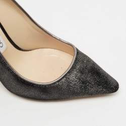 Pre Owned Jimmy Choo Dark Grey Metallic Velvet Romy Pumps Size 36